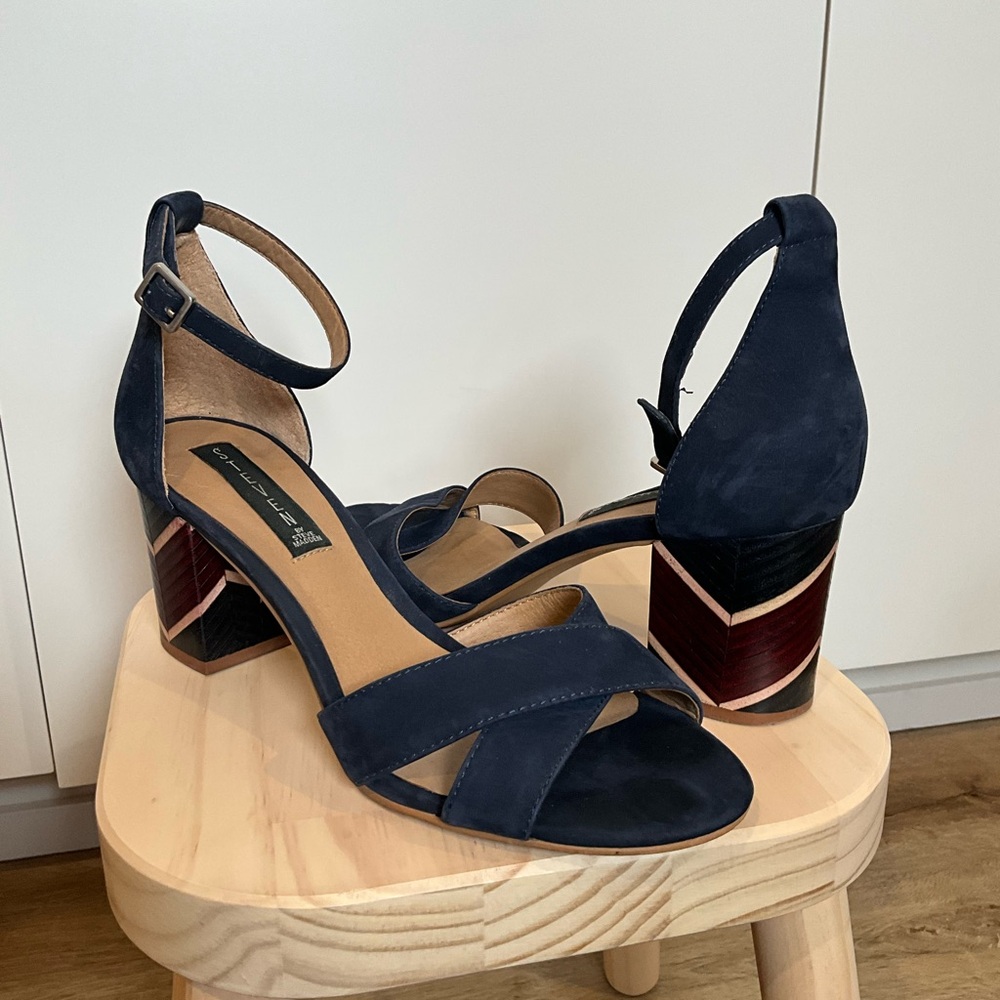 STEVE Navy Blue Heeled Sandals by Steve Madden